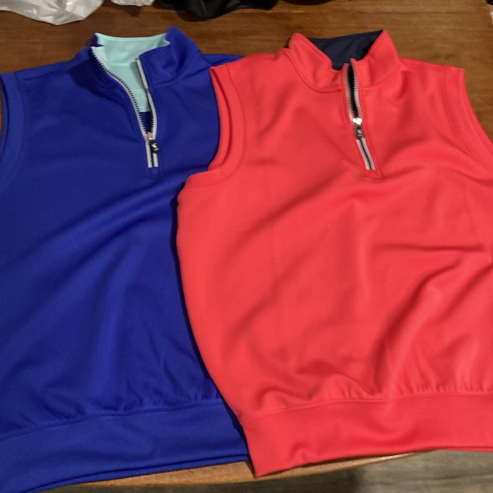 2 Fairway & Greene Tech Caves 1/4 zip vest S blue coral